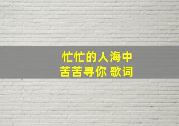 忙忙的人海中苦苦寻你 歌词